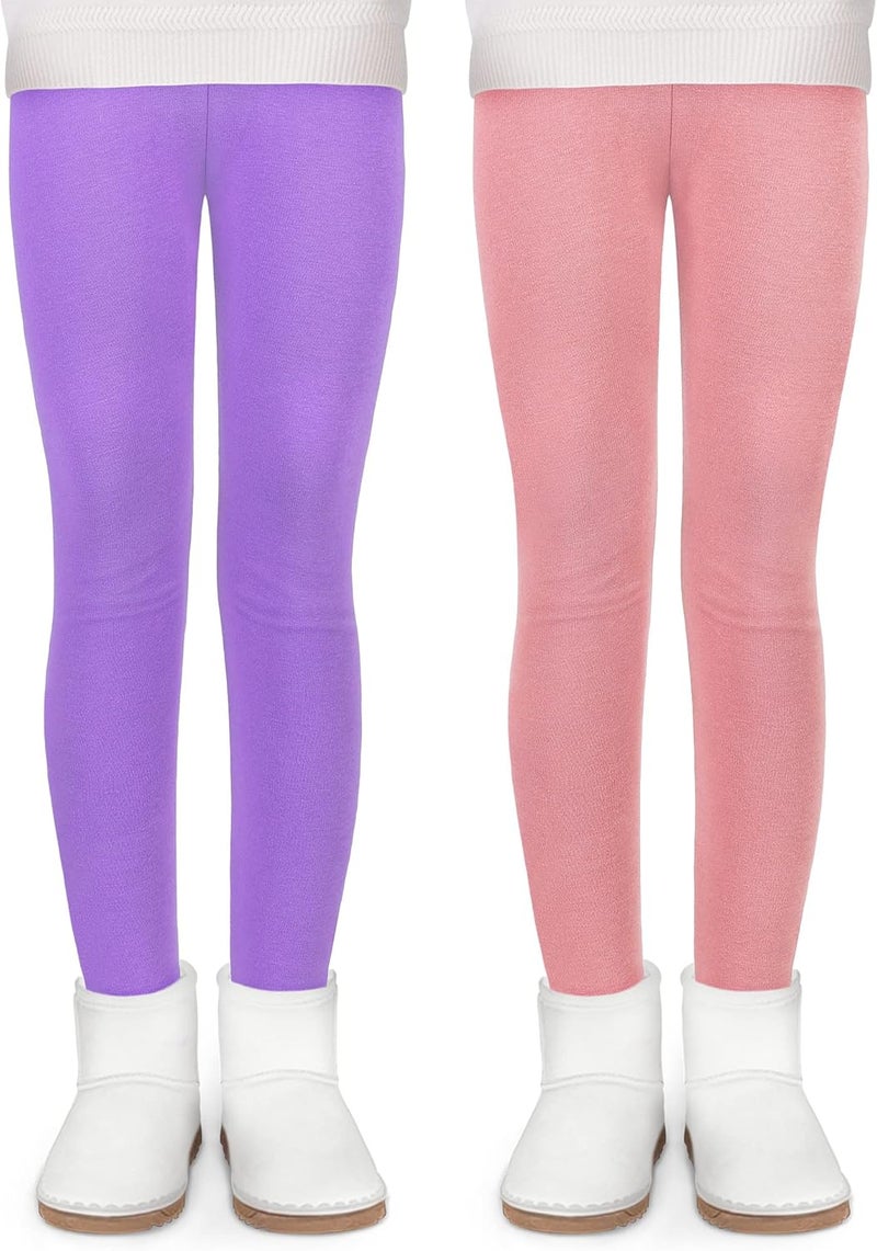 KEREDA Girls Fleece Lined Leggings Pack of 2 Winter Warm Pants Girls Clothes - Image 2